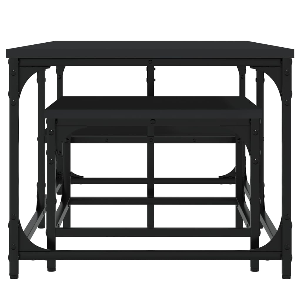 Mese suprapuse de cafea, 2 buc, negru, lemn prelucrat GartenMobel Dekor