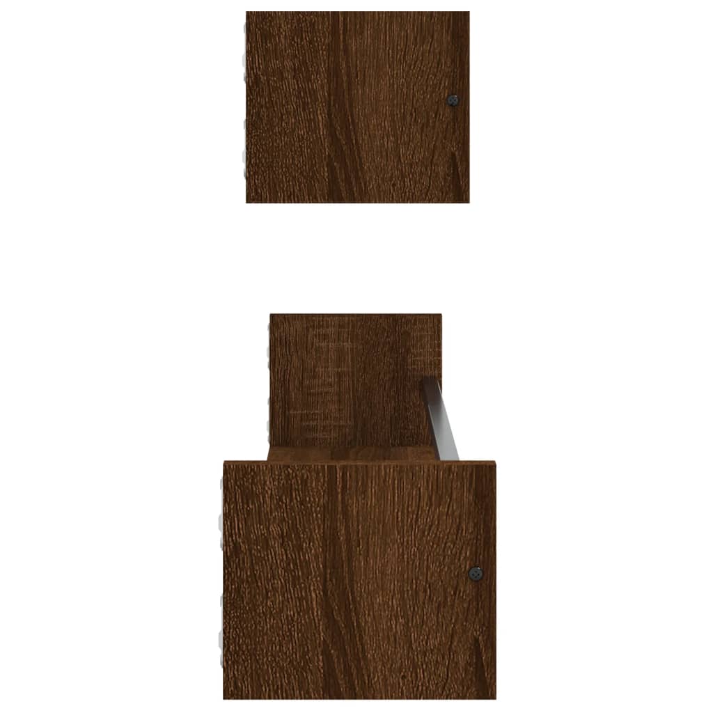 Rafturi de perete cu bare 2 buc, maro, 80x16x14 cm, stejar GartenMobel Dekor
