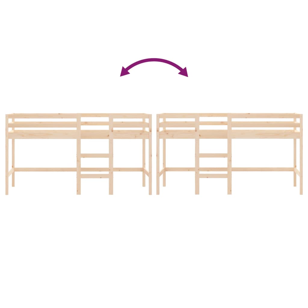 Pat etajat de copii cu scară, 90x200 cm, lemn masiv pin GartenMobel Dekor