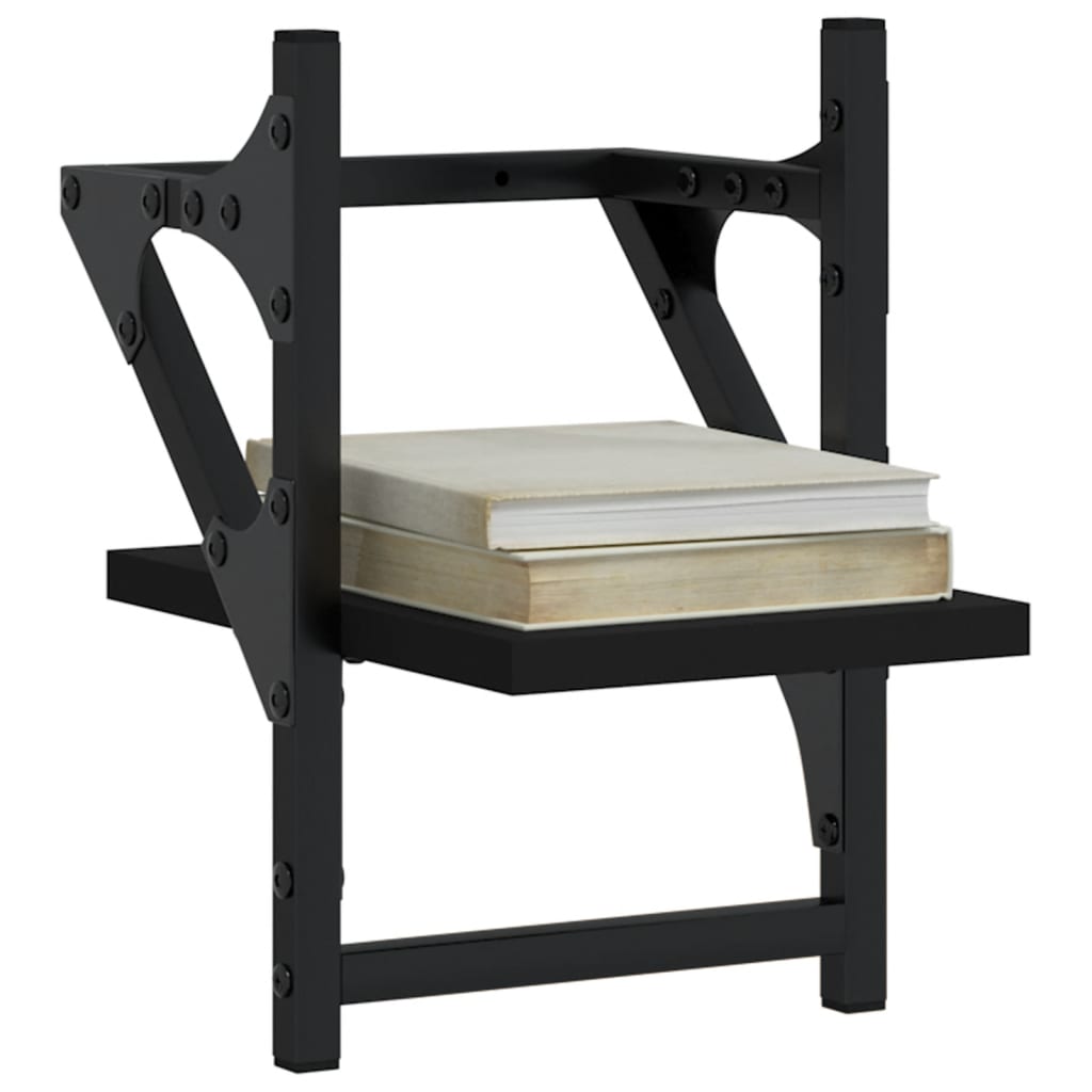 Rafturi de perete cu bare, 2 buc, negru, 20x25x30 cm GartenMobel Dekor