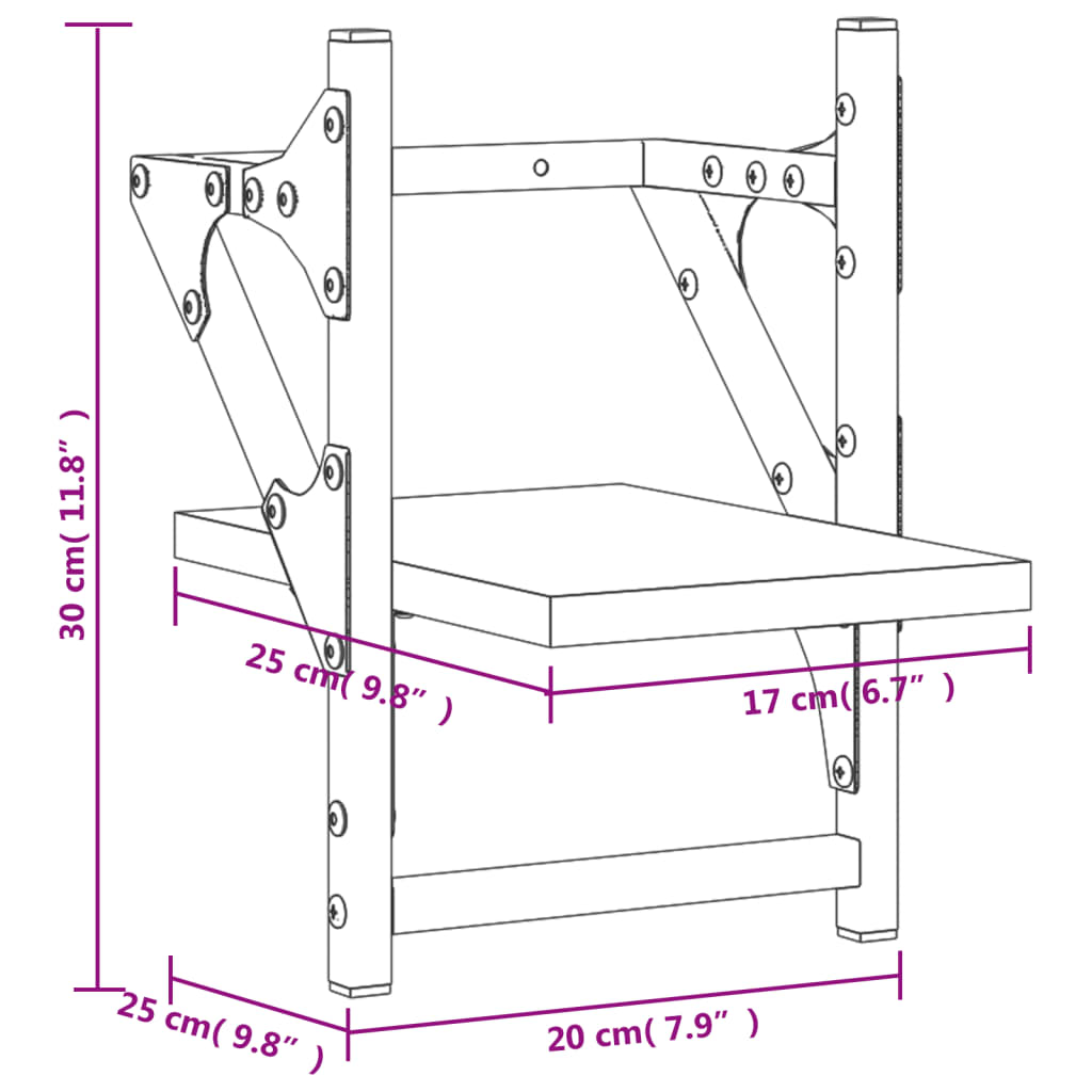 Rafturi de perete cu bare, 2 buc, negru, 20x25x30 cm GartenMobel Dekor