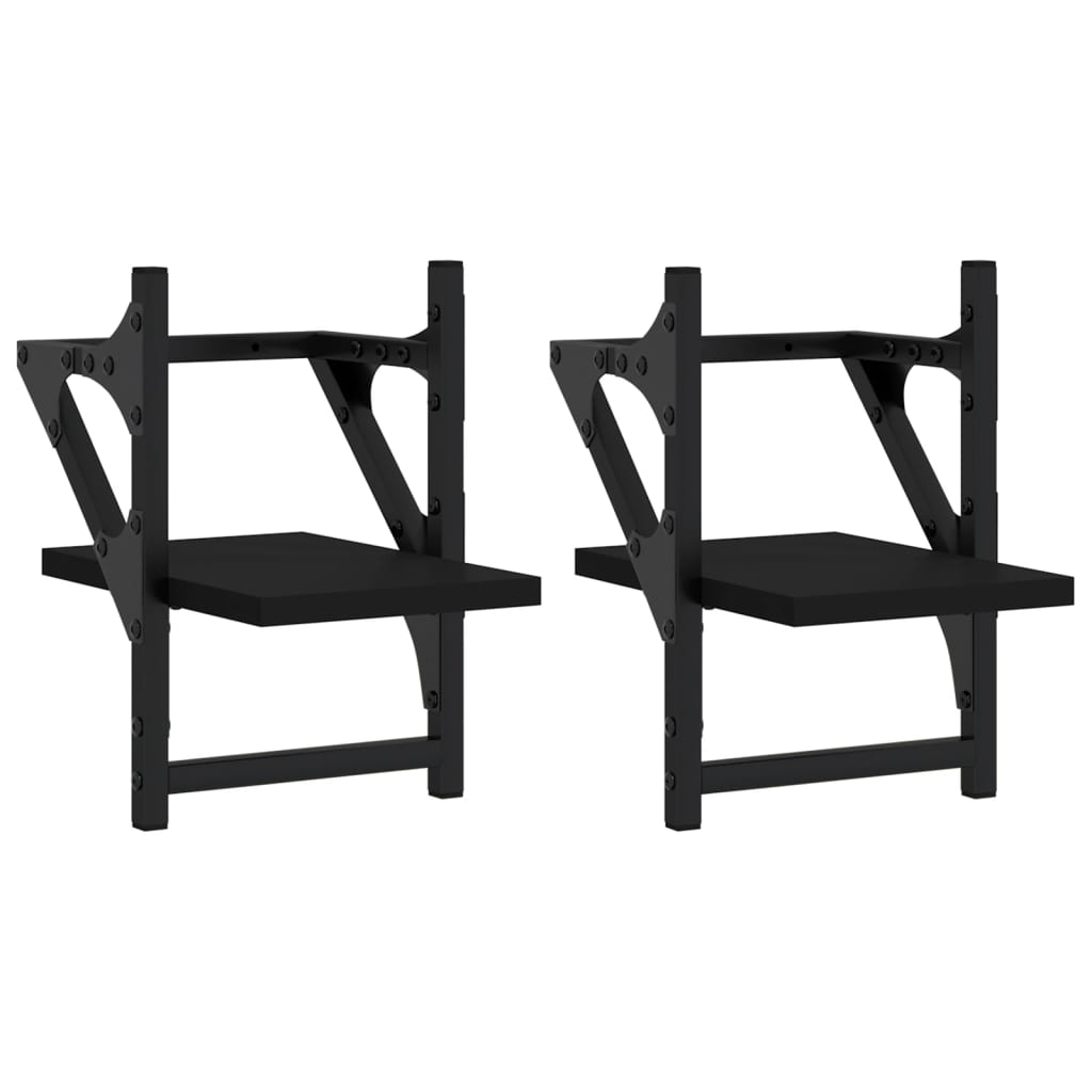 Rafturi de perete cu bare, 2 buc, negru, 20x25x30 cm GartenMobel Dekor