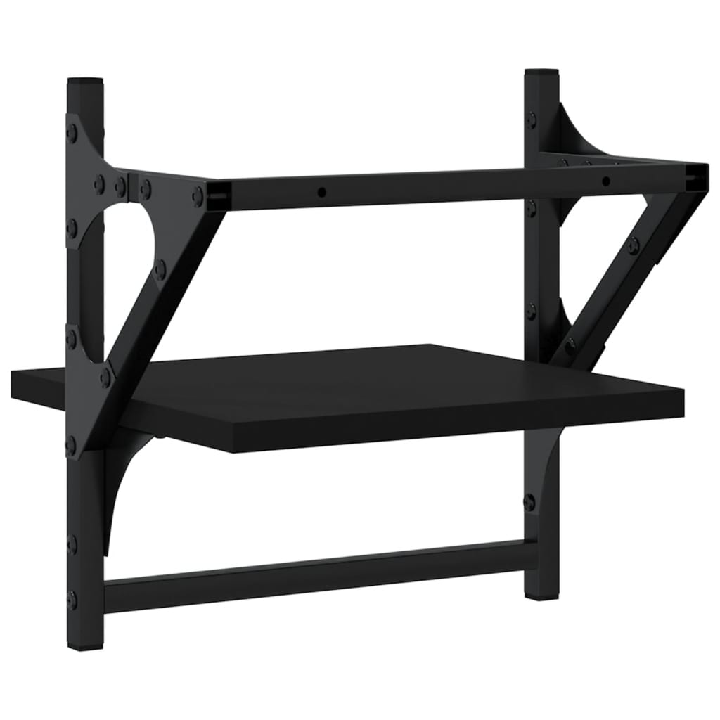 Rafturi de perete cu bare, 2 buc, negru, 30x25x30 cm GartenMobel Dekor