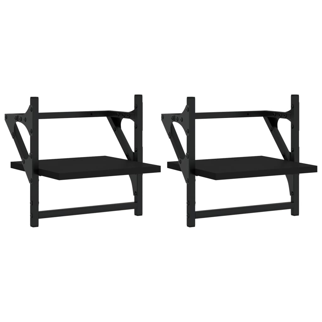 Rafturi de perete cu bare, 2 buc, negru, 30x25x30 cm GartenMobel Dekor