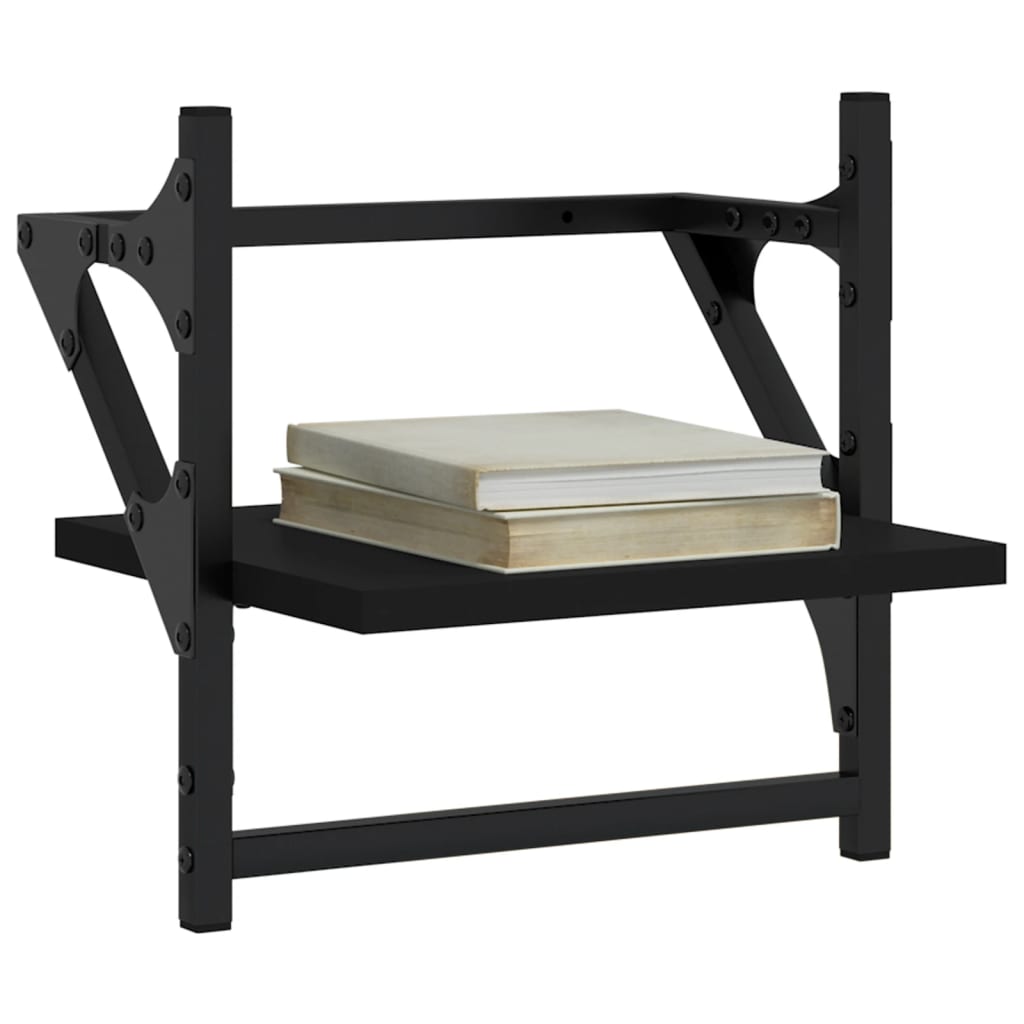 Rafturi de perete cu bare, 2 buc, negru, 30x25x30 cm GartenMobel Dekor