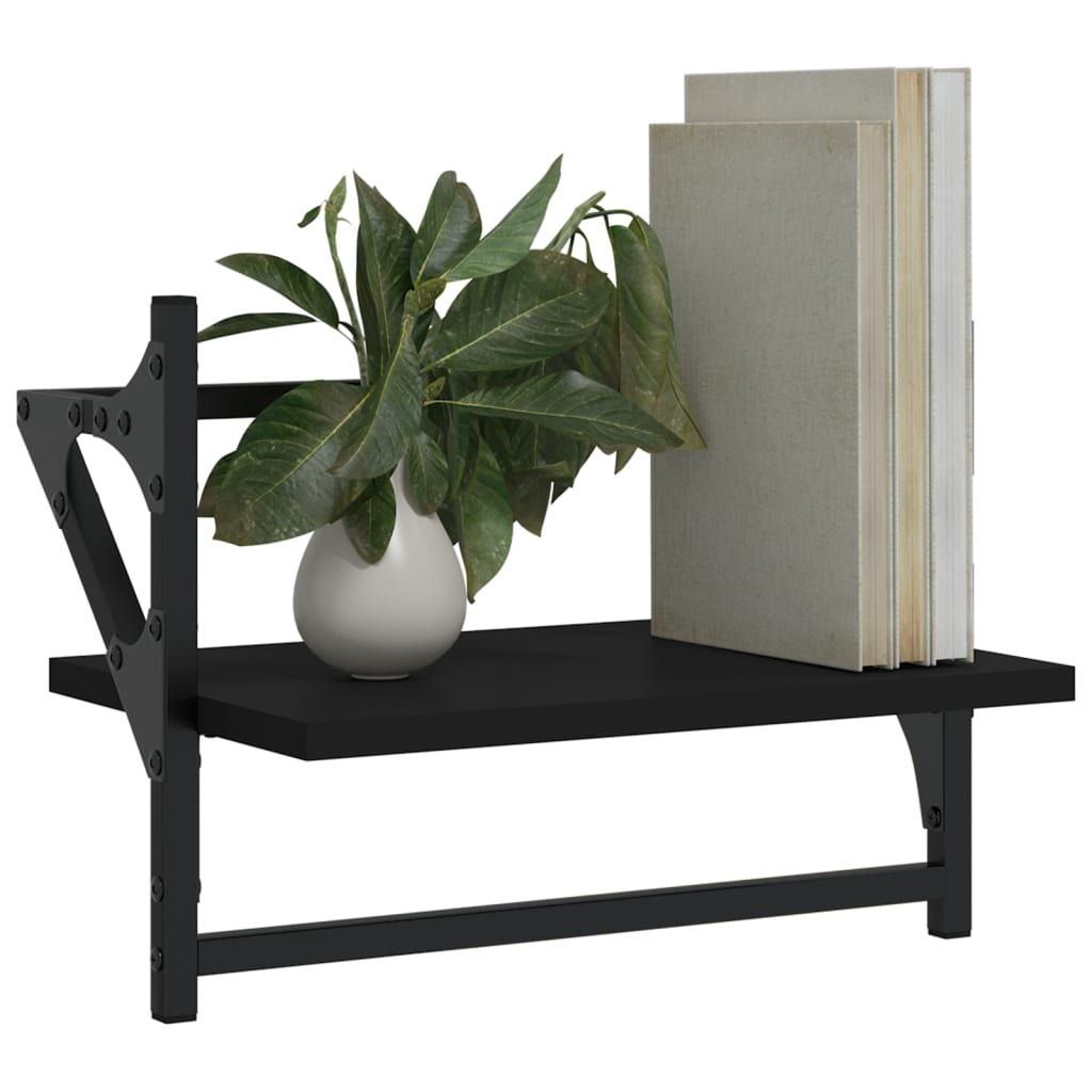 Rafturi de perete cu bare, 2 buc, negru, 40x25x30 cm GartenMobel Dekor