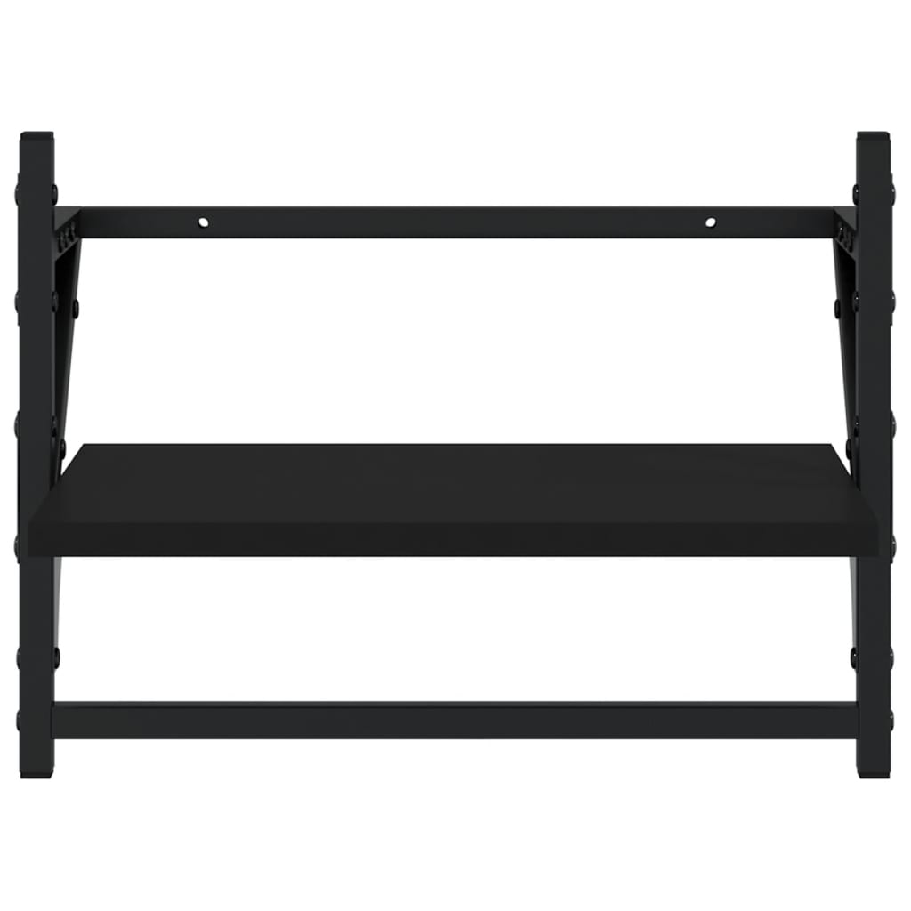Rafturi de perete cu bare, 2 buc, negru, 40x25x30 cm GartenMobel Dekor