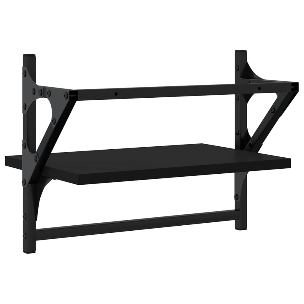 Rafturi de perete cu bare, 2 buc, negru, 40x25x30 cm GartenMobel Dekor