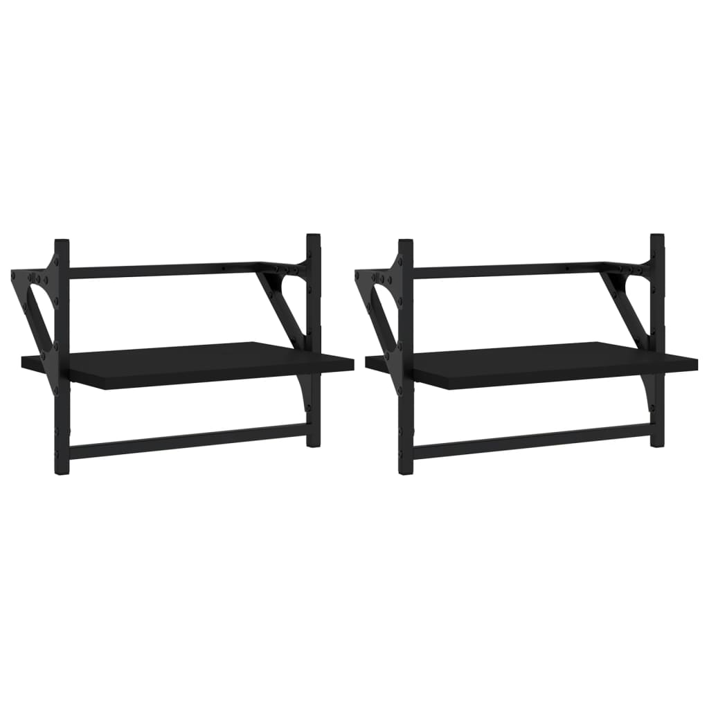 Rafturi de perete cu bare, 2 buc, negru, 40x25x30 cm GartenMobel Dekor