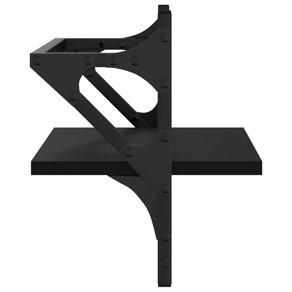 Rafturi de perete cu bare, 2 buc, negru, 40x25x30 cm GartenMobel Dekor
