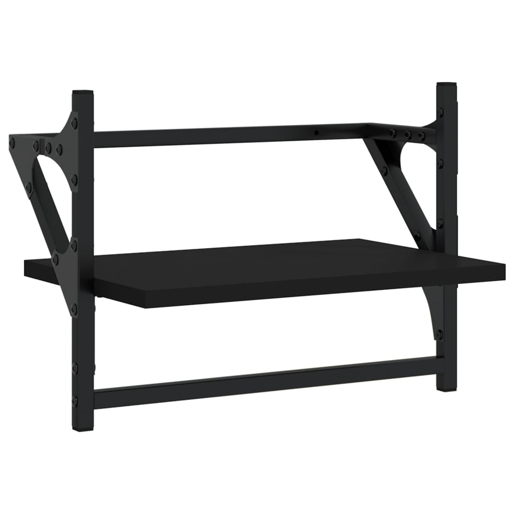 Rafturi de perete cu bare, 2 buc, negru, 40x25x30 cm GartenMobel Dekor