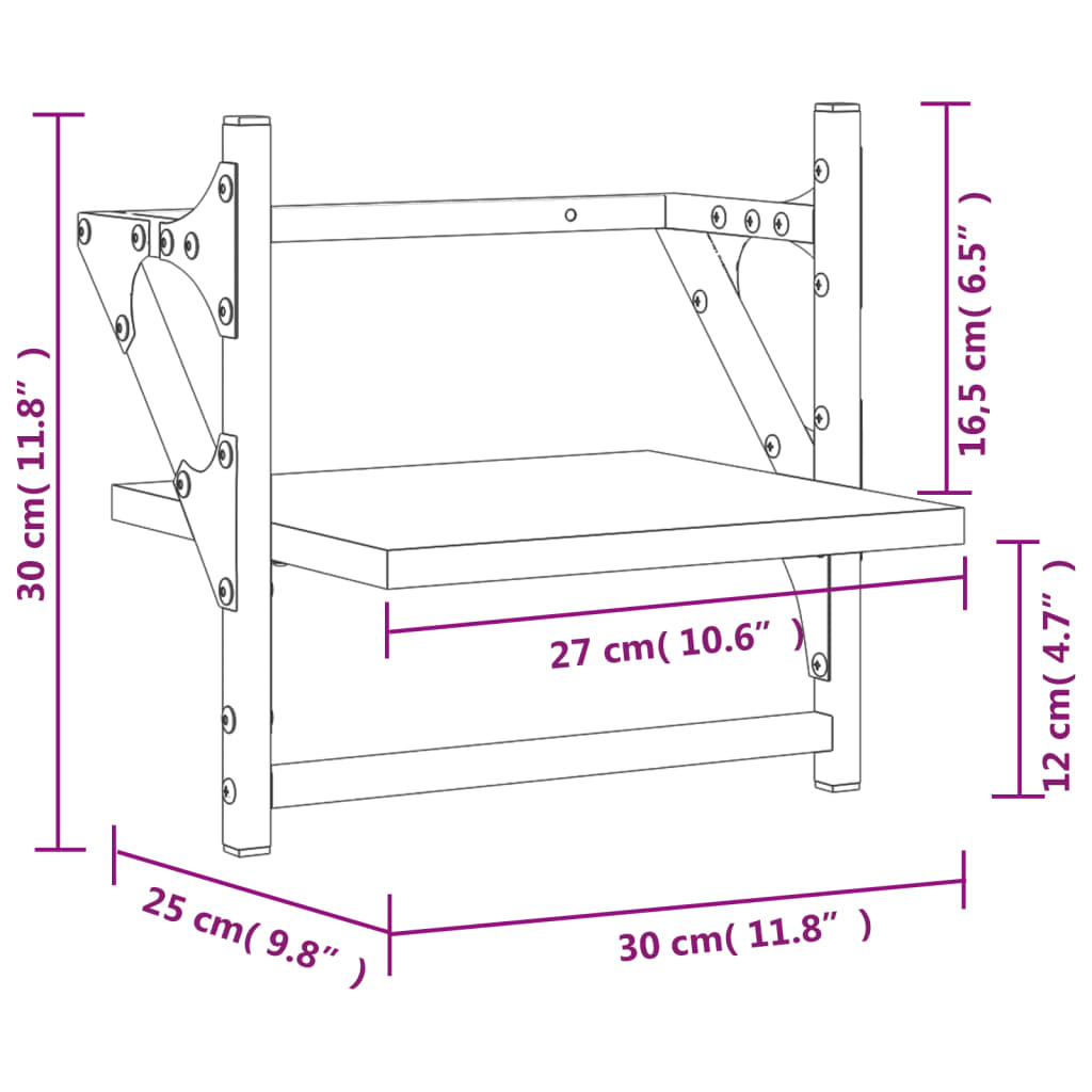 Rafturi de perete cu bare, 2 buc, stejar sonoma, 30x25x30 cm GartenMobel Dekor
