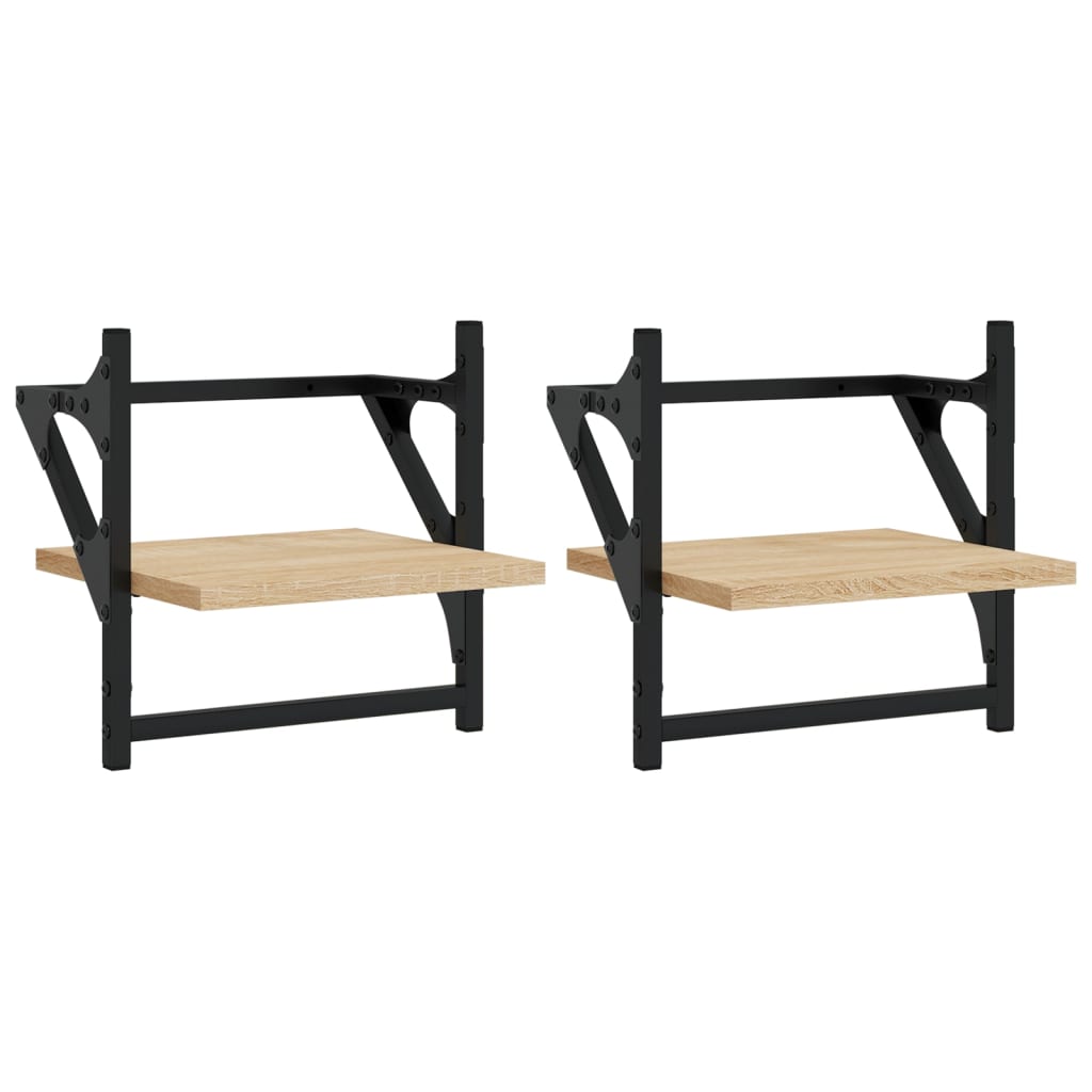 Rafturi de perete cu bare, 2 buc, stejar sonoma, 30x25x30 cm GartenMobel Dekor