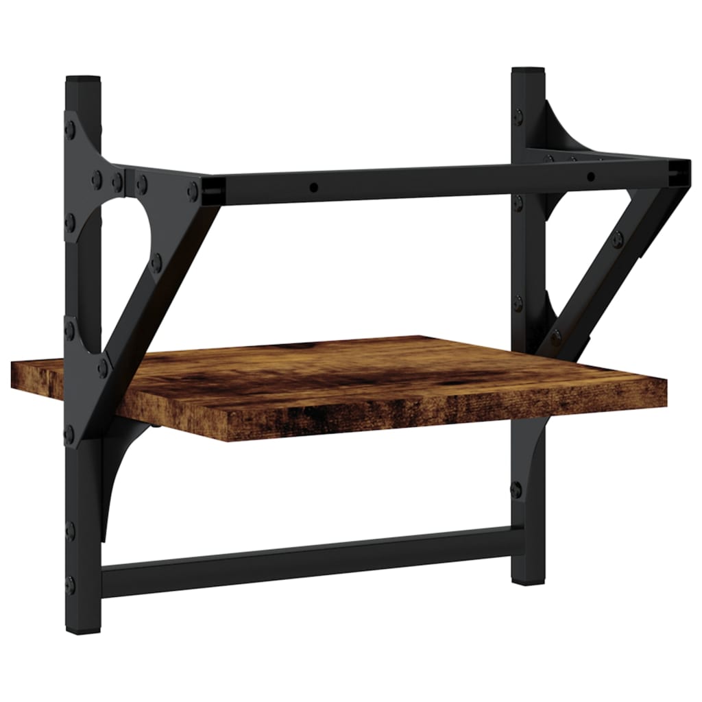 Rafturi de perete cu bare 2 buc., stejar fumuriu, 30x25x30 cm GartenMobel Dekor