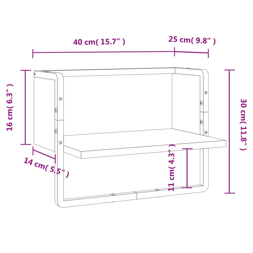 Raft de perete cu bare, stejar maro, 40x25x30 cm GartenMobel Dekor