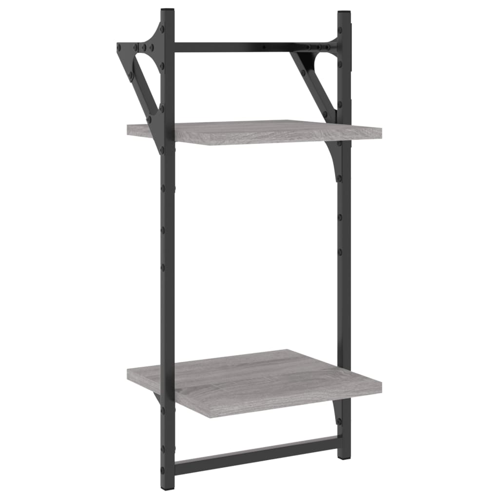 Rafturi perete 2 niveluri cu bare 2 buc. gri sonoma 30x25x65 cm GartenMobel Dekor