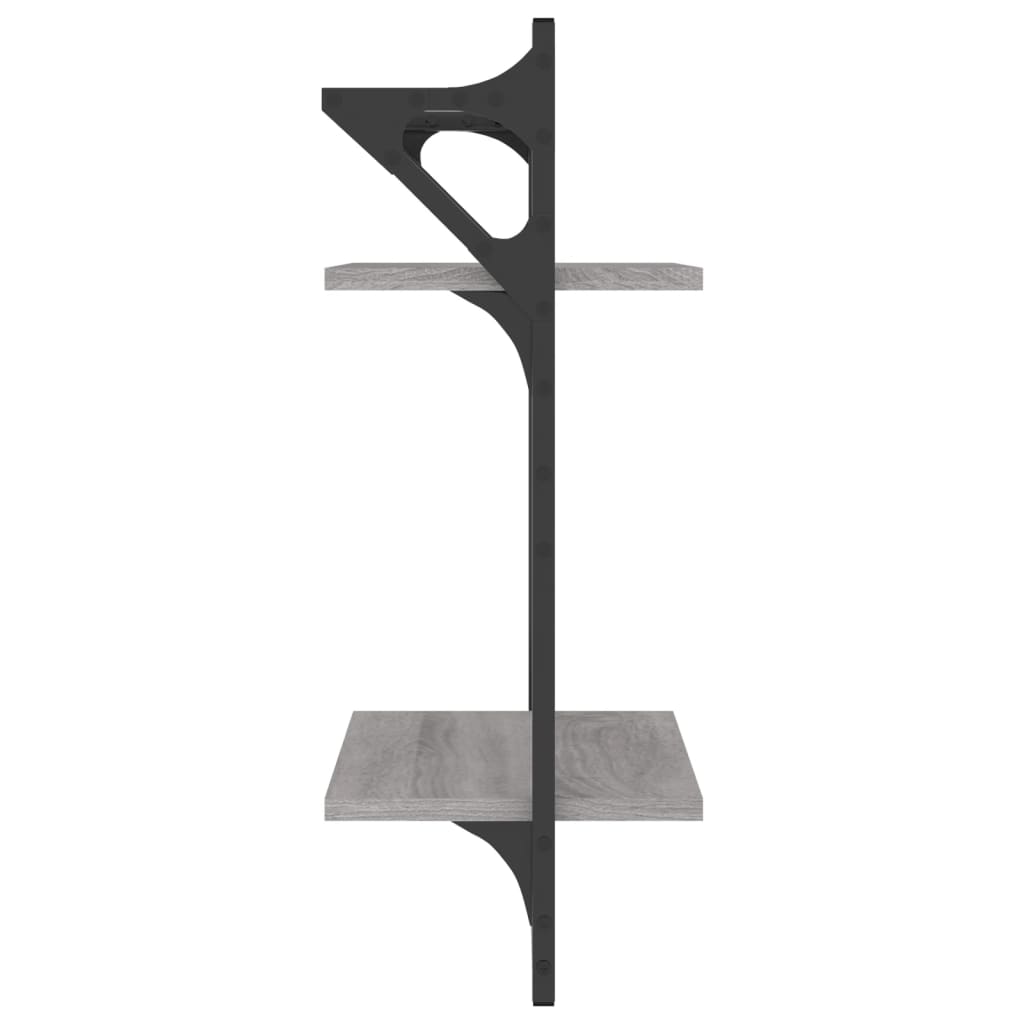 Rafturi perete 2 niveluri cu bare 2 buc. gri sonoma 30x25x65 cm GartenMobel Dekor