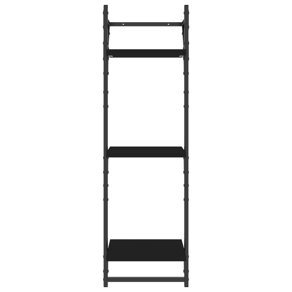Rafturi perete 3 niveluri/bare 2 buc negru 30x25x100cm GartenMobel Dekor