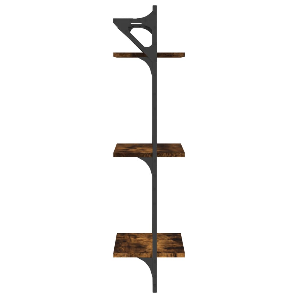 Rafturi perete 3 niveluri/bare 2 buc stejar fumuriu 30x25x100cm GartenMobel Dekor
