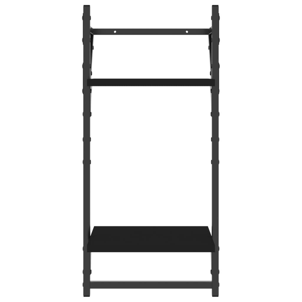Rafturi perete cu 2 niveluri/bare 2 buc negru 30x25x65 cm GartenMobel Dekor