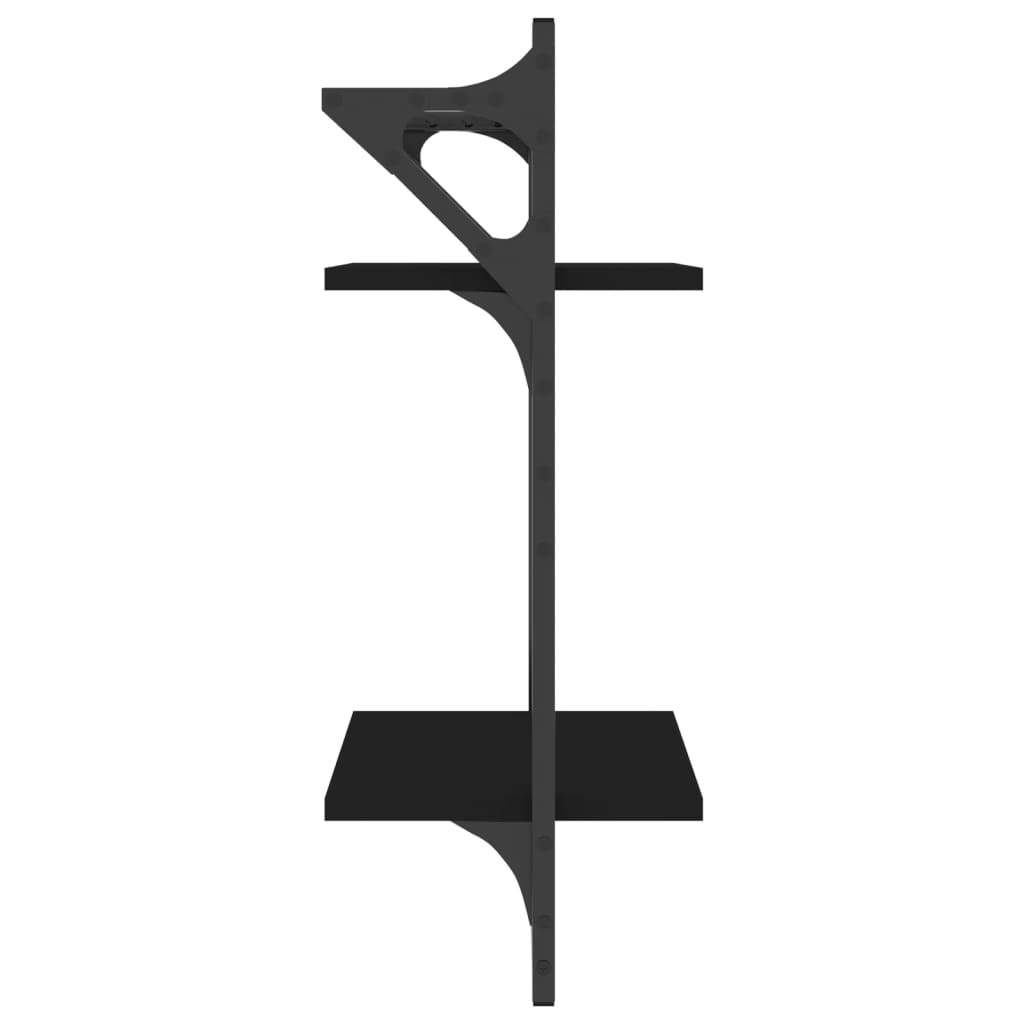 Rafturi perete cu 2 niveluri/bare 2 buc negru 30x25x65 cm GartenMobel Dekor