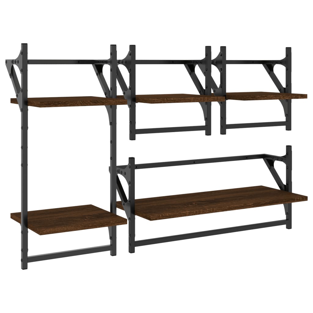 Set rafturi de perete cu bare, 4 buc., stejar maro, lemn GartenMobel Dekor