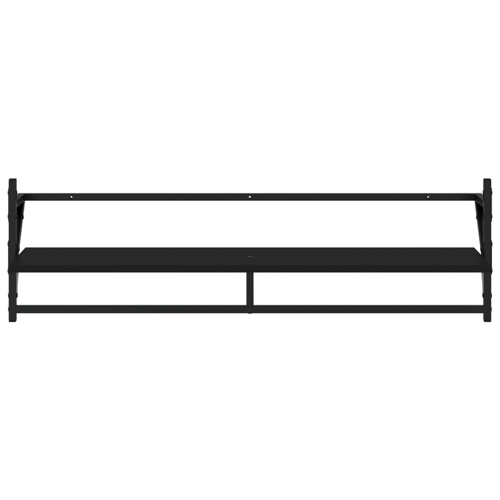 Set rafturi de perete cu bare, 6 buc., negru, lemn GartenMobel Dekor