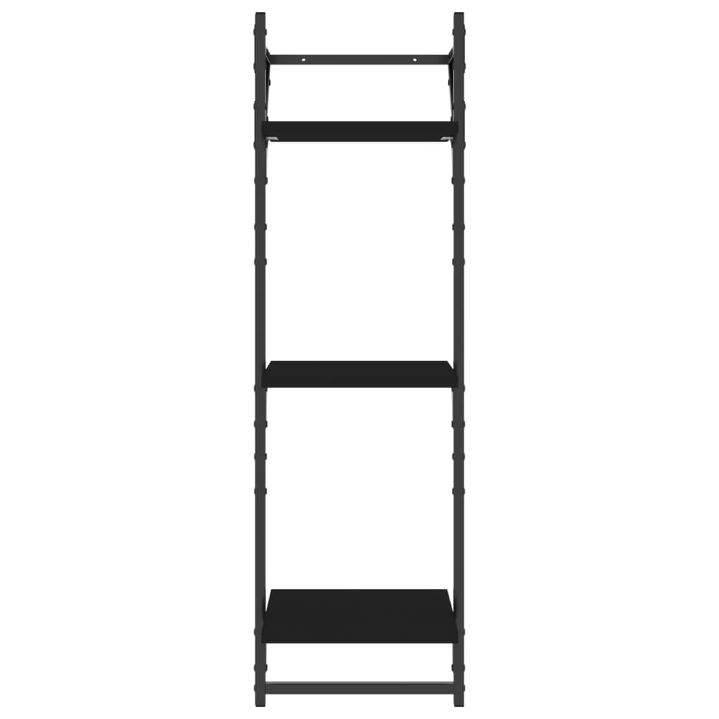 Set rafturi de perete cu bare, 6 buc., negru, lemn GartenMobel Dekor
