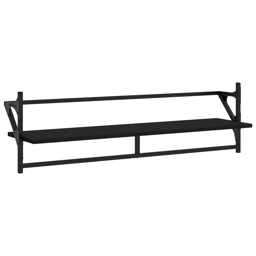 Set rafturi de perete cu bare, 6 buc., negru, lemn GartenMobel Dekor