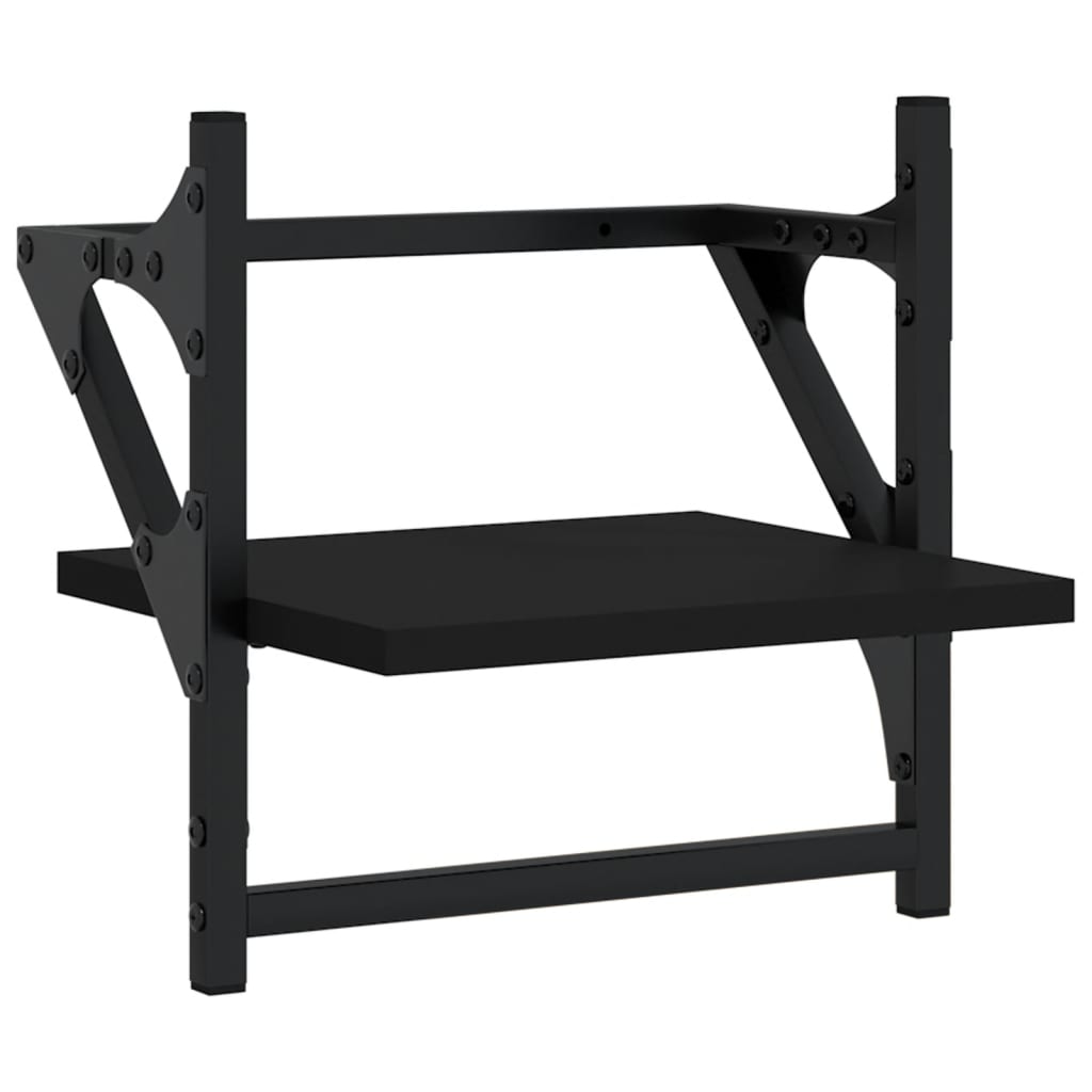 Set rafturi de perete cu bare, 6 buc., negru, lemn GartenMobel Dekor