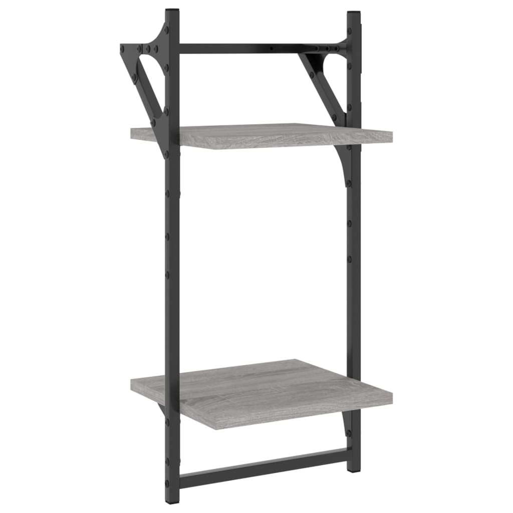 Set rafturi perete cu bare, 4 buc., gri sonoma, lemn prelucrat GartenMobel Dekor