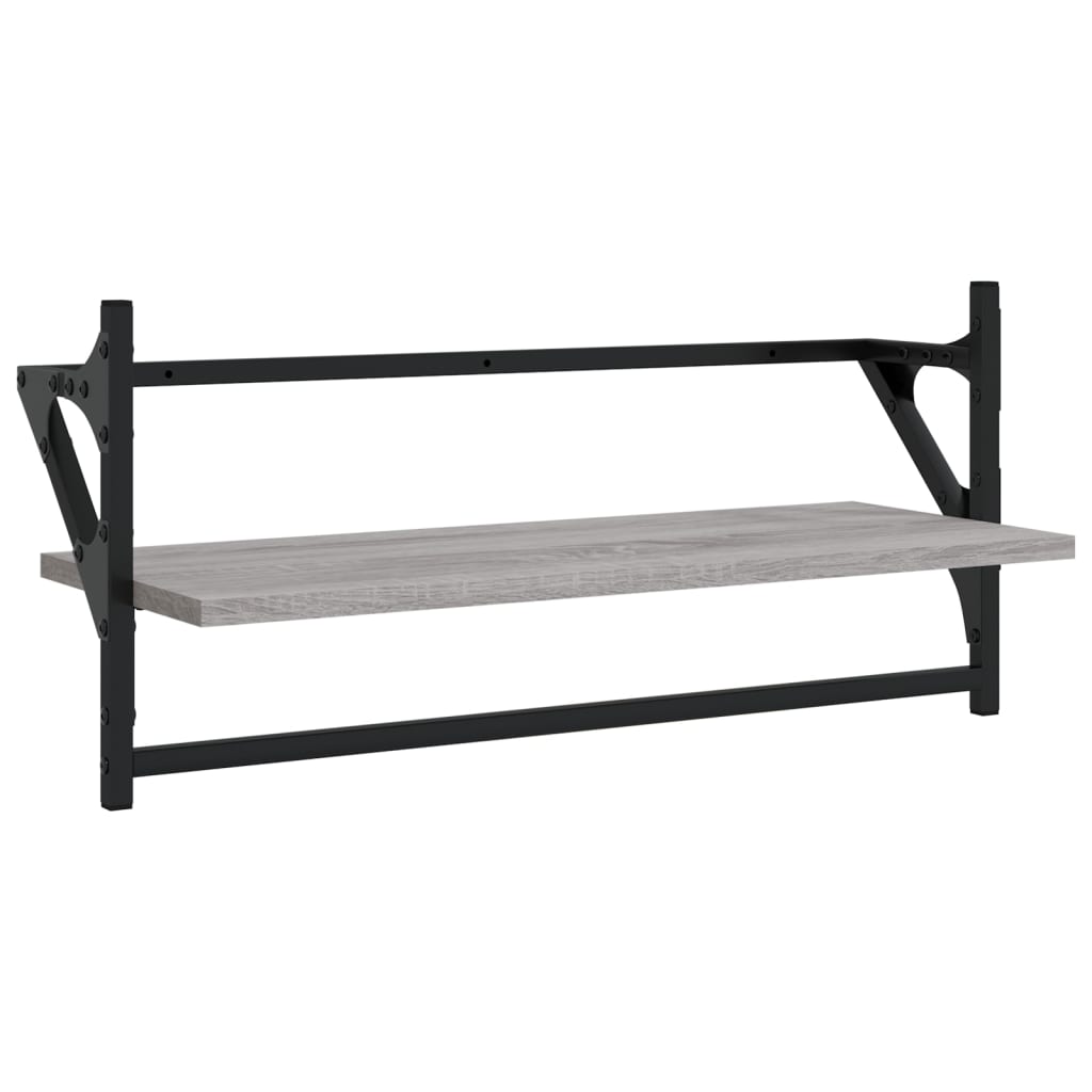 Set rafturi perete cu bare, 4 buc., gri sonoma, lemn prelucrat GartenMobel Dekor