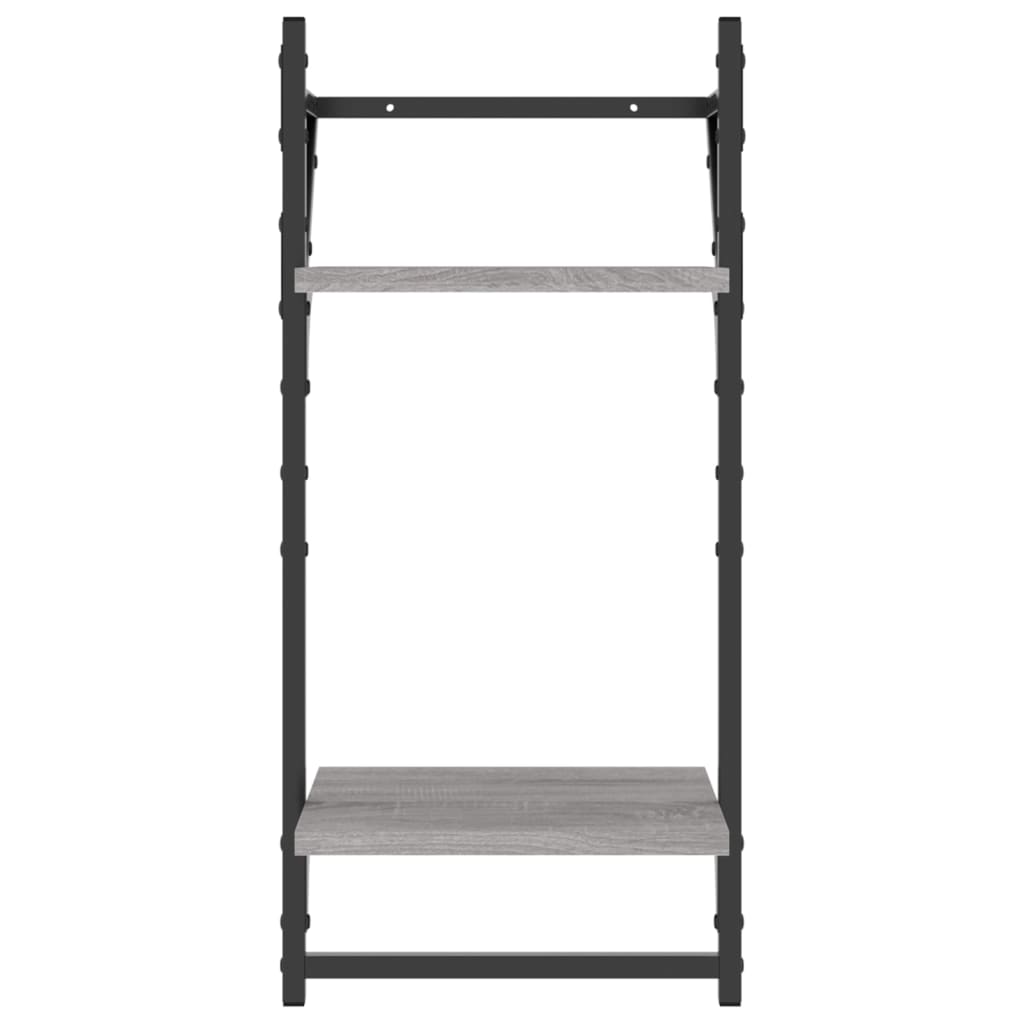 Set rafturi perete cu bare, 4 buc., gri sonoma, lemn prelucrat GartenMobel Dekor