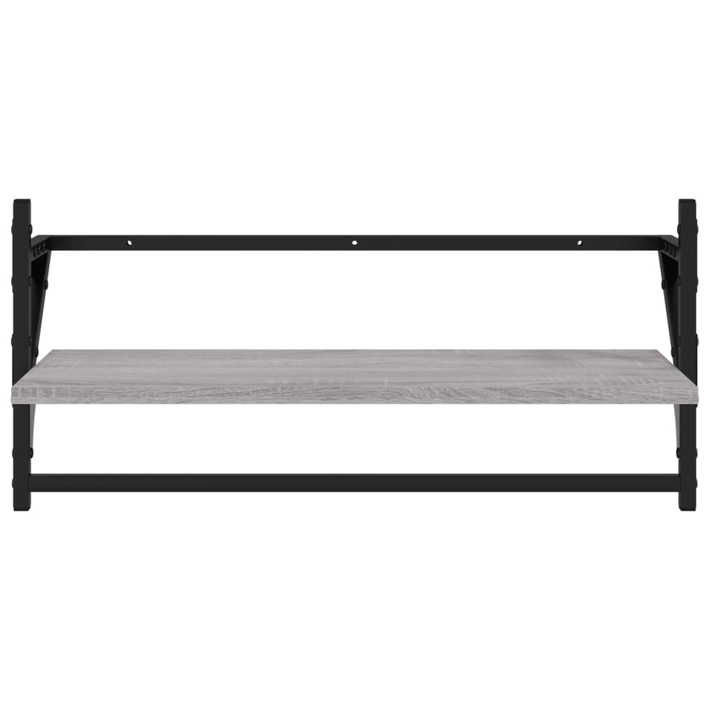 Set rafturi perete cu bare, 4 buc., gri sonoma, lemn prelucrat GartenMobel Dekor