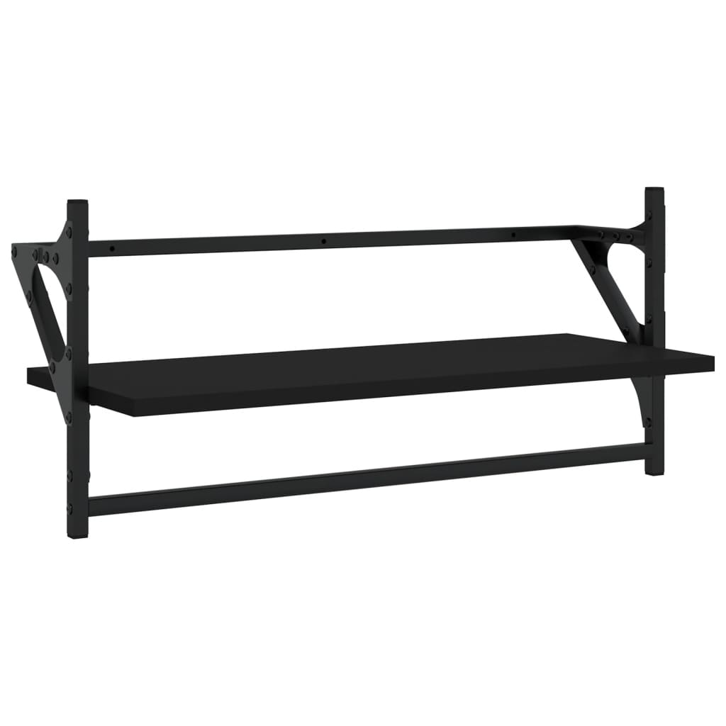 Set rafturi perete cu bare, 4 buc. negru lemn prelucrat GartenMobel Dekor