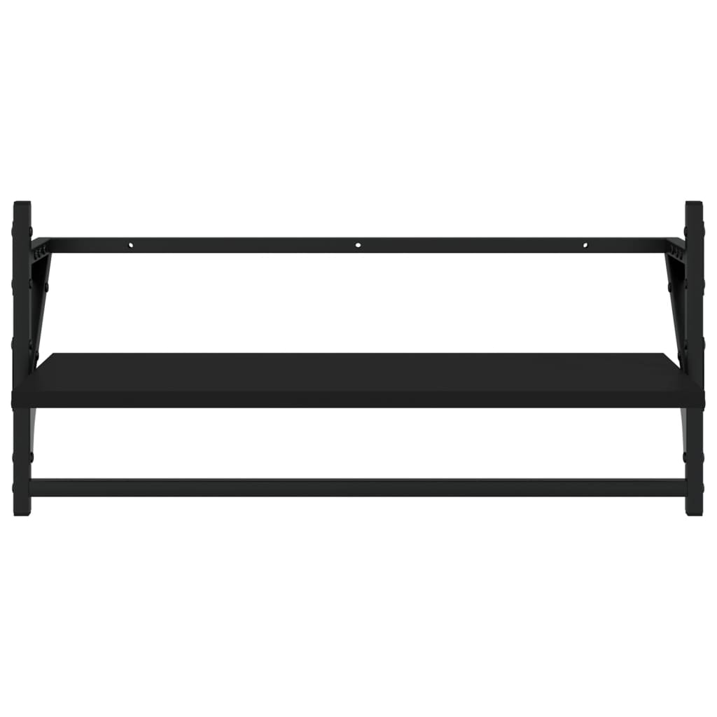 Set rafturi perete cu bare, 4 buc. negru lemn prelucrat GartenMobel Dekor