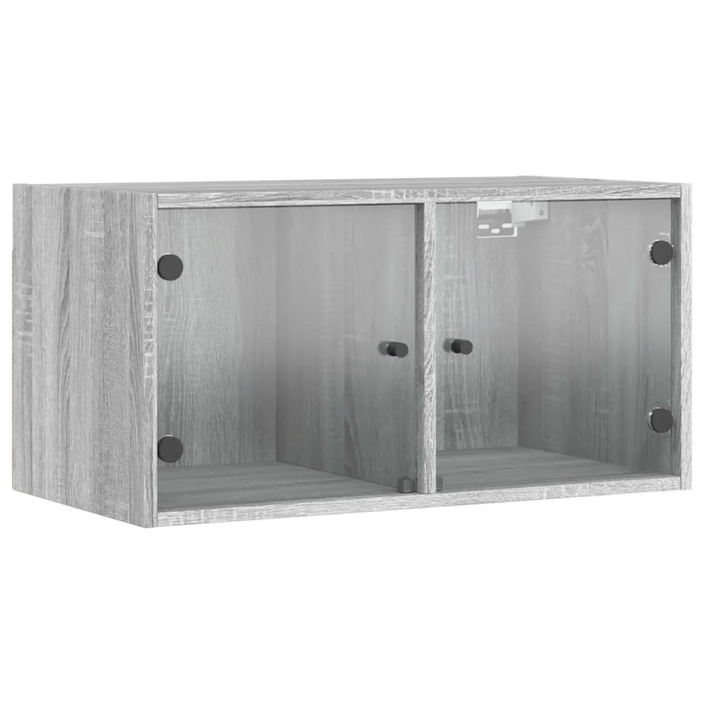 Dulapuri de perete cu uși sticlă 2 buc. gri sonoma 68,5x37x35cm GartenMobel Dekor