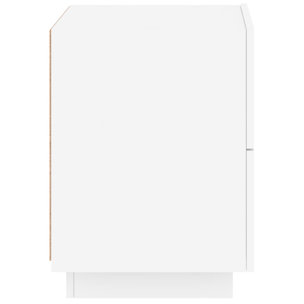 Noptieră cu lumini LED, alb, lemn prelucrat GartenMobel Dekor