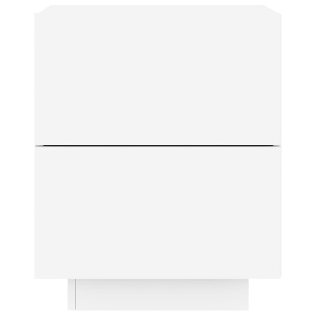 Noptieră cu lumini LED, alb, lemn prelucrat GartenMobel Dekor