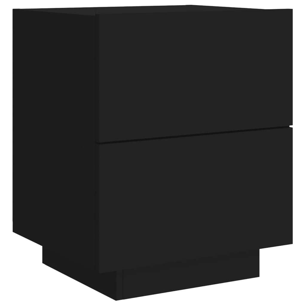 Noptiere cu lumini LED, 2 buc., negru, lemn prelucrat GartenMobel Dekor