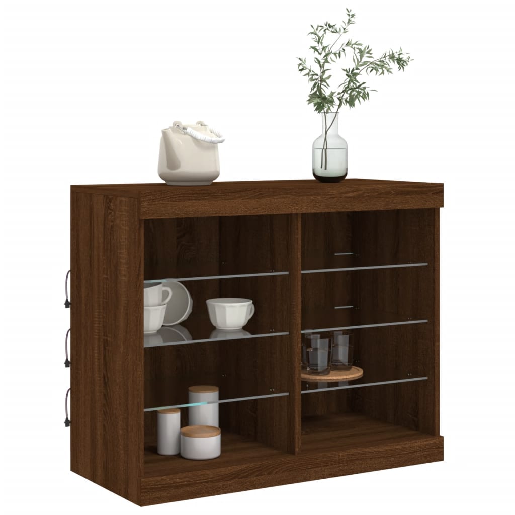 Servantă cu lumini LED, stejar maro, 81x37x67 cm GartenMobel Dekor
