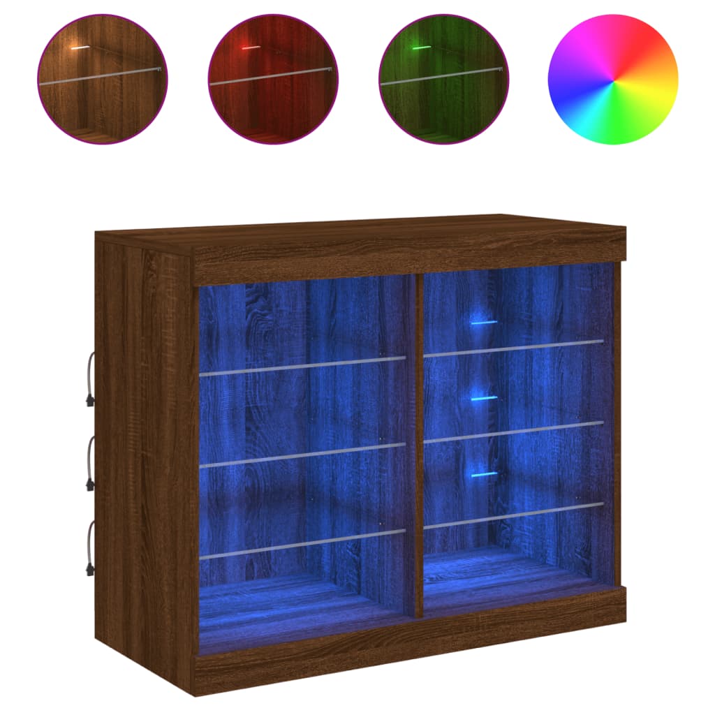 Servantă cu lumini LED, stejar maro, 81x37x67 cm GartenMobel Dekor