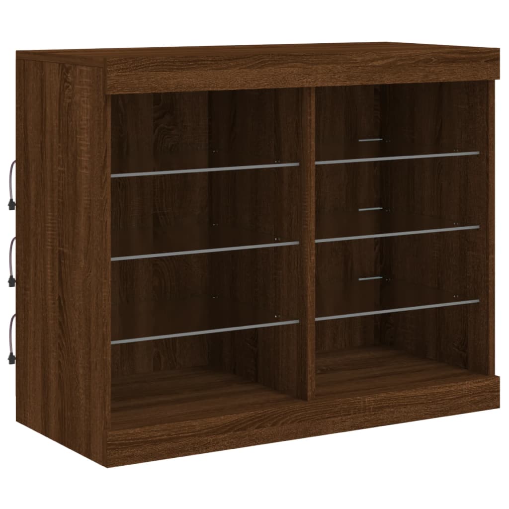 Servantă cu lumini LED, stejar maro, 81x37x67 cm GartenMobel Dekor