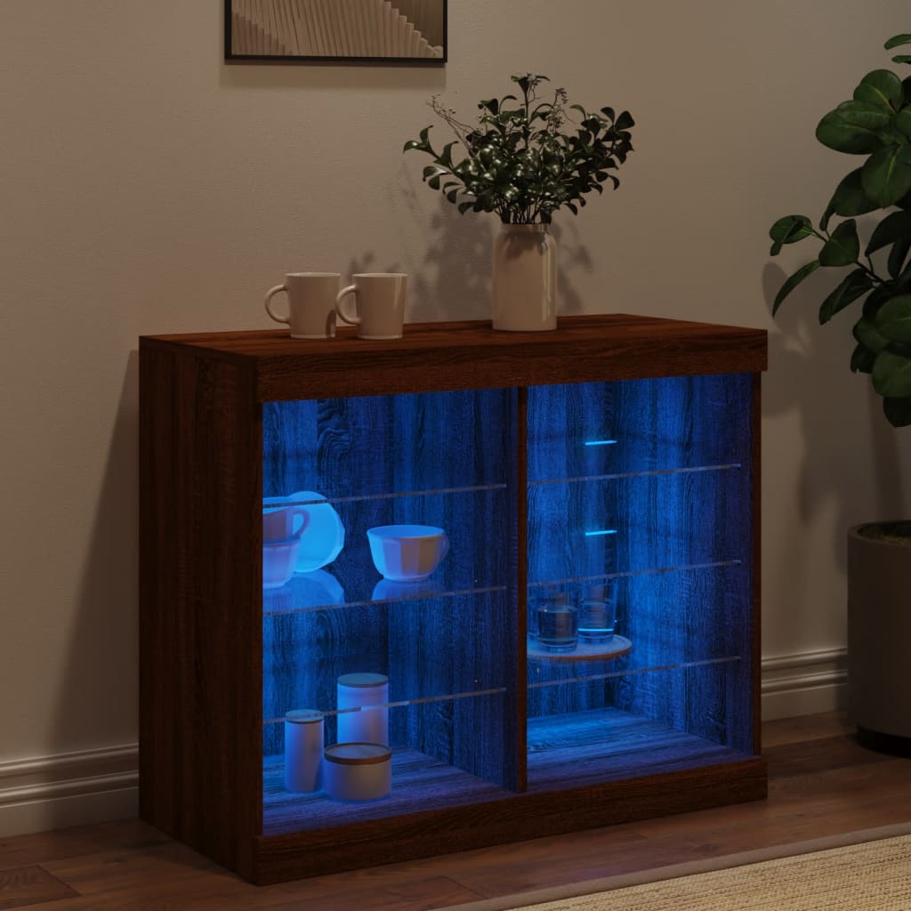 Servantă cu lumini LED, stejar maro, 81x37x67 cm GartenMobel Dekor