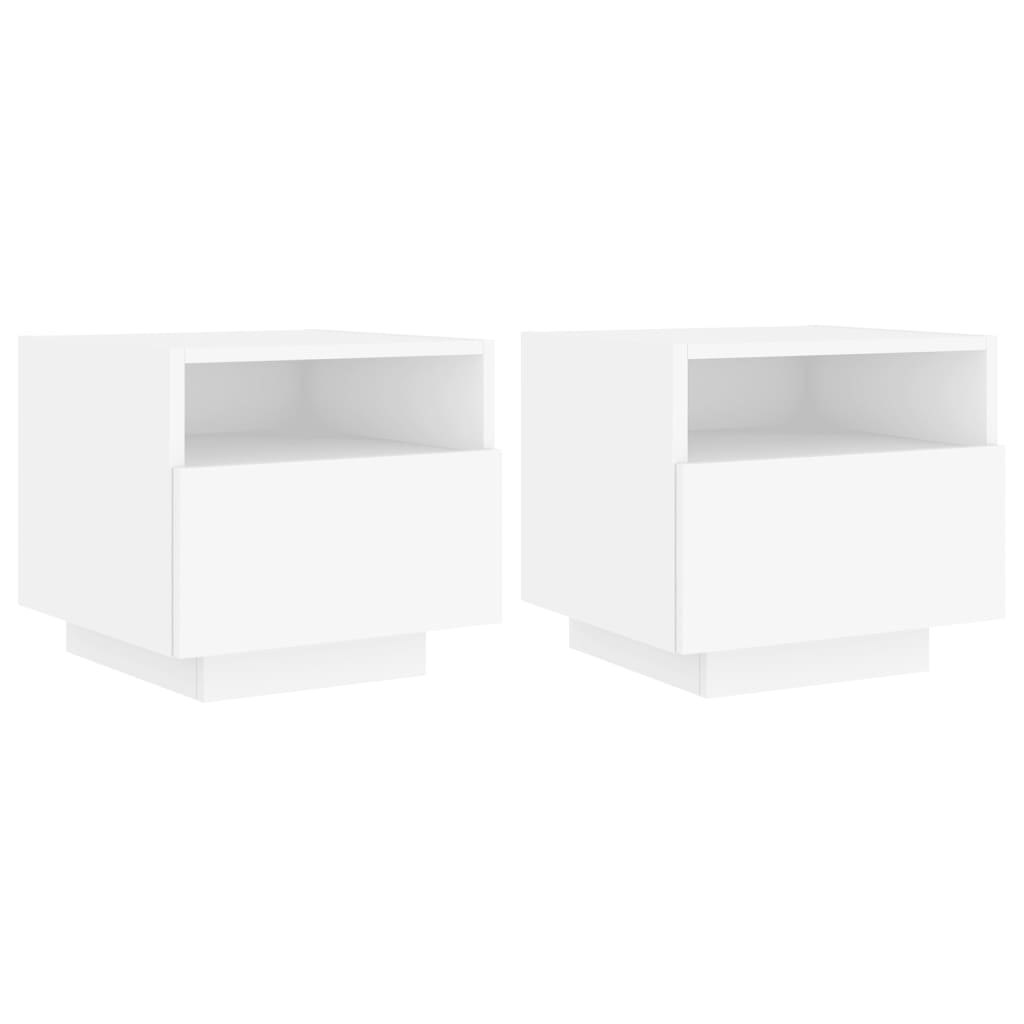 Noptiere cu lumini LED, 2 buc., alb, 40x39x37 cm GartenMobel Dekor