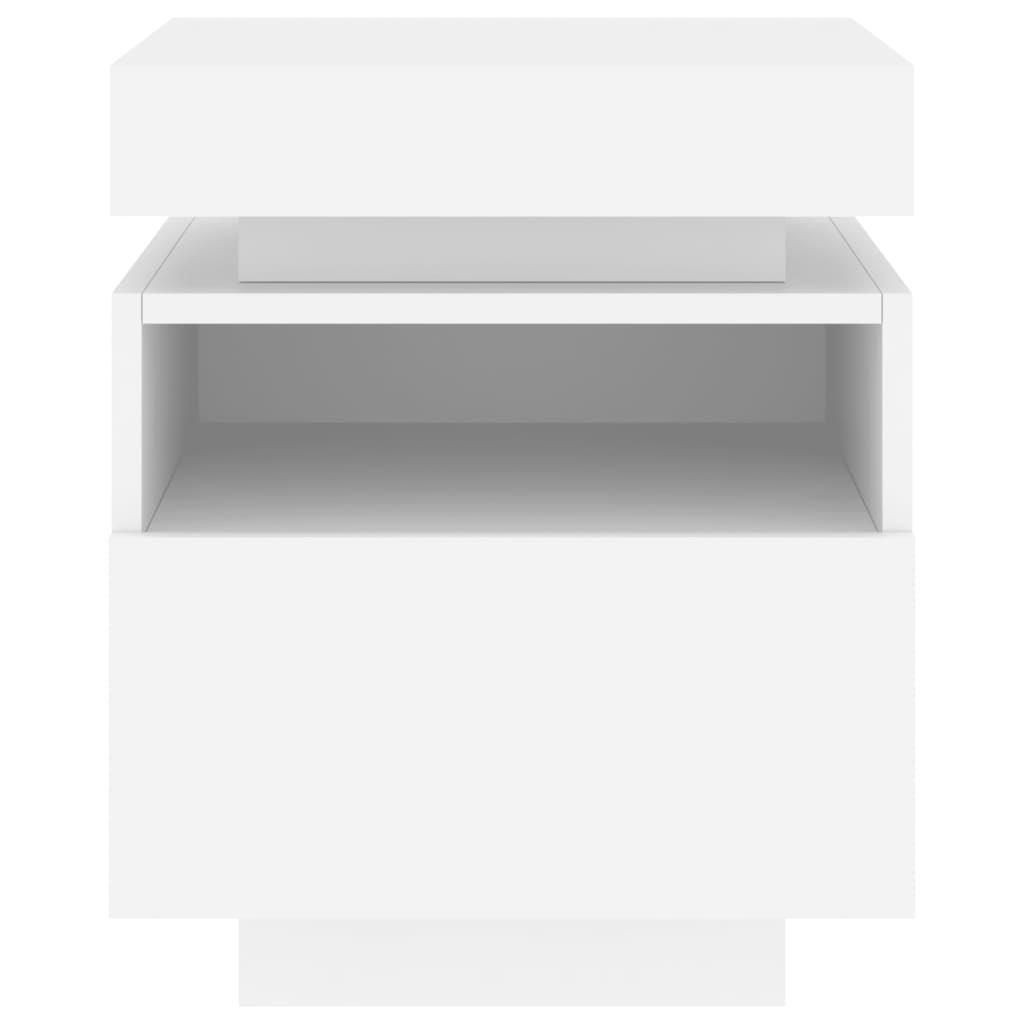 Noptiere cu lumini LED, 2 buc., alb, 40x39x48,5 cm GartenMobel Dekor