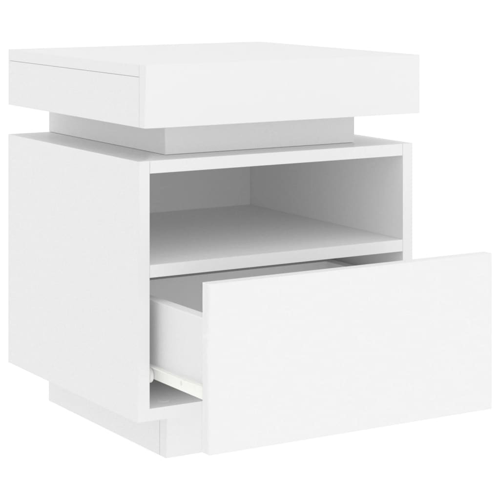 Noptiere cu lumini LED, 2 buc., alb, 40x39x48,5 cm GartenMobel Dekor