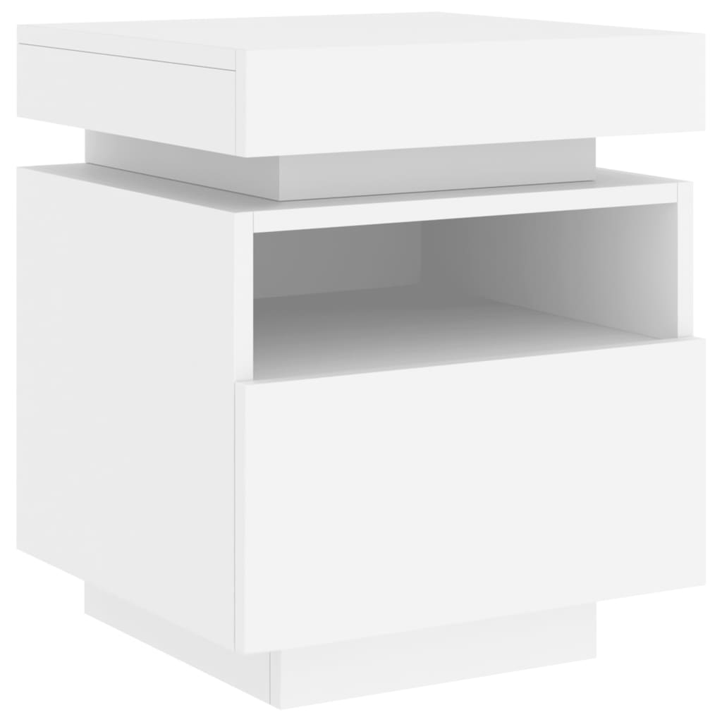 Noptiere cu lumini LED, 2 buc., alb, 40x39x48,5 cm GartenMobel Dekor