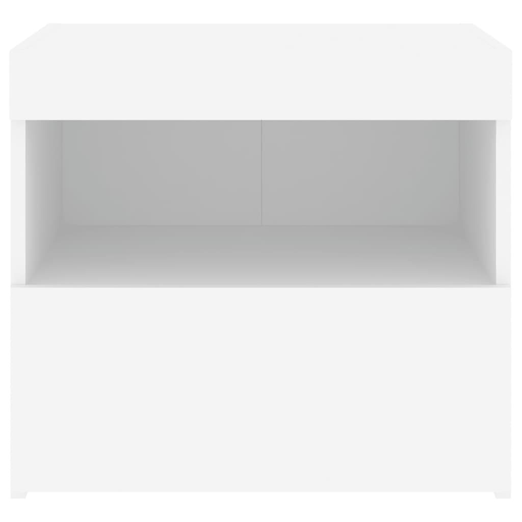 Noptiere cu lumini LED, 2 buc., alb, 50x40x45 cm GartenMobel Dekor
