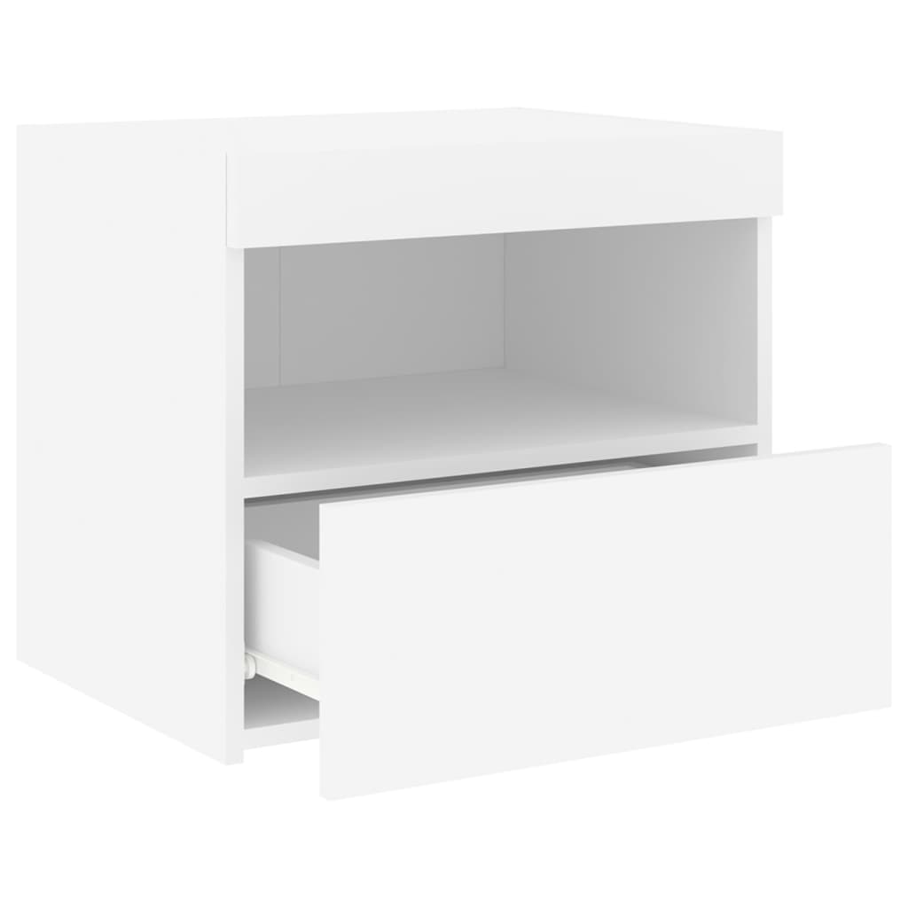 Noptiere cu lumini LED, 2 buc., alb, 50x40x45 cm GartenMobel Dekor